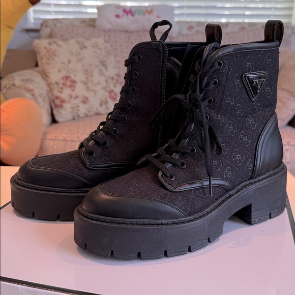Guess Shoes - Guess Women's Black Lace-Up Combat Boots sz 9…with Box